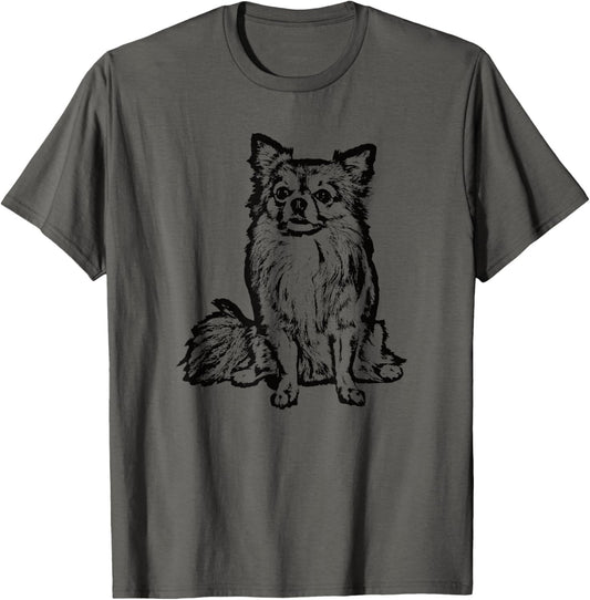 Chihuahua Long Hair Dog Lover Black For Women Men T-Shirt