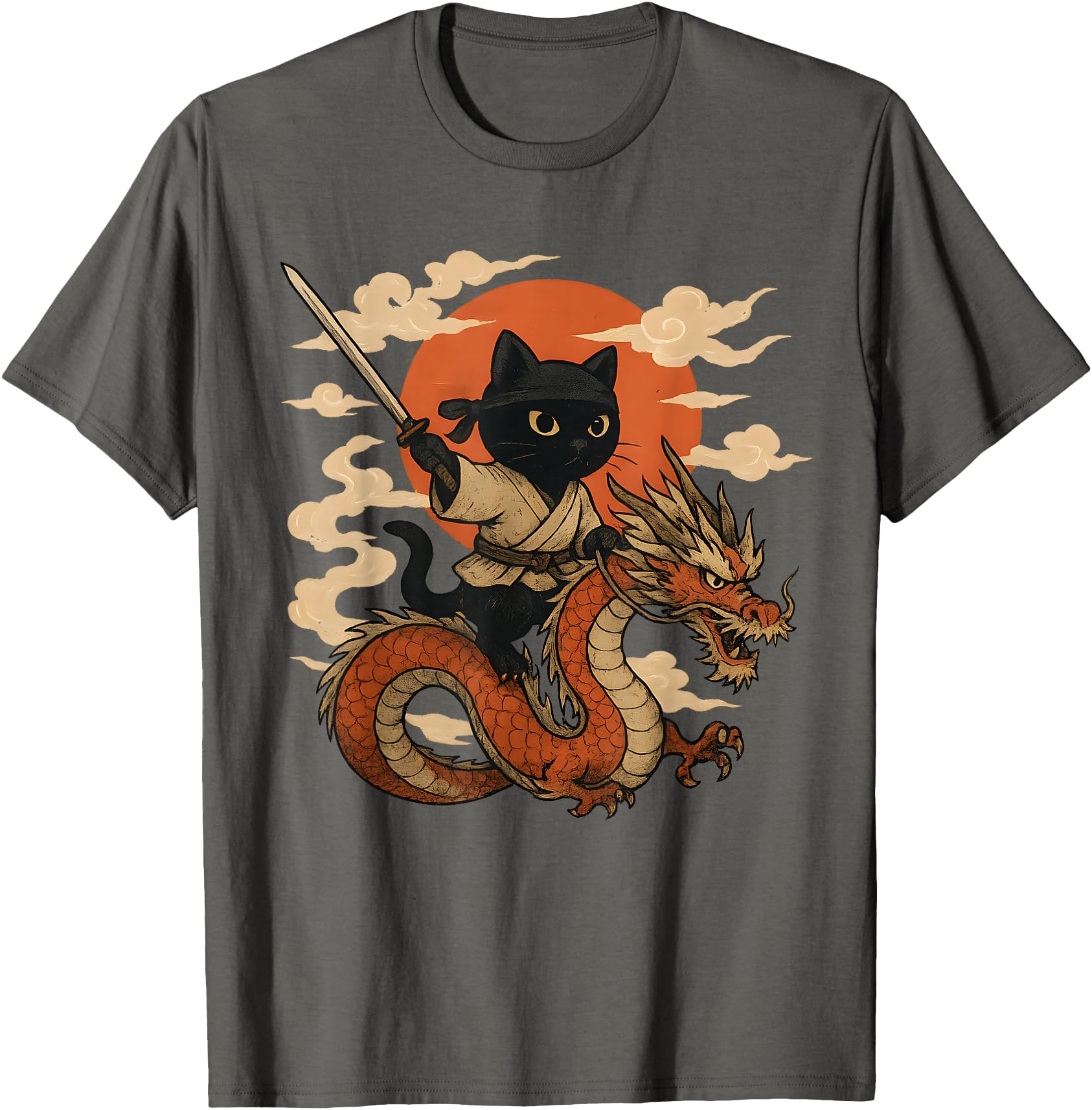 Vintage Japanese Samurai Cat Ninja dragon Kawaii anime lover