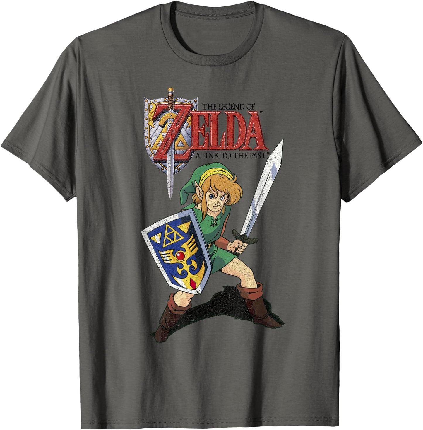 Legend of Zelda Grey Cartoon Art T-Shirt - Crew Neck, Classic Fit, Short Sleeve