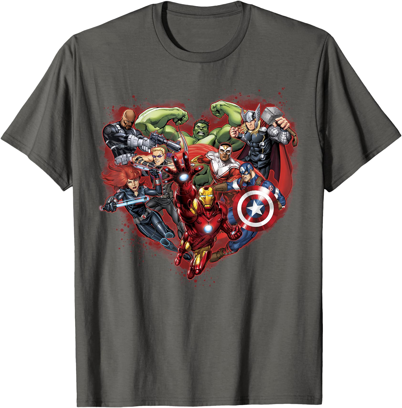 Marvel Avengers Heart Group Shot Valentine Graphic T-Shirt