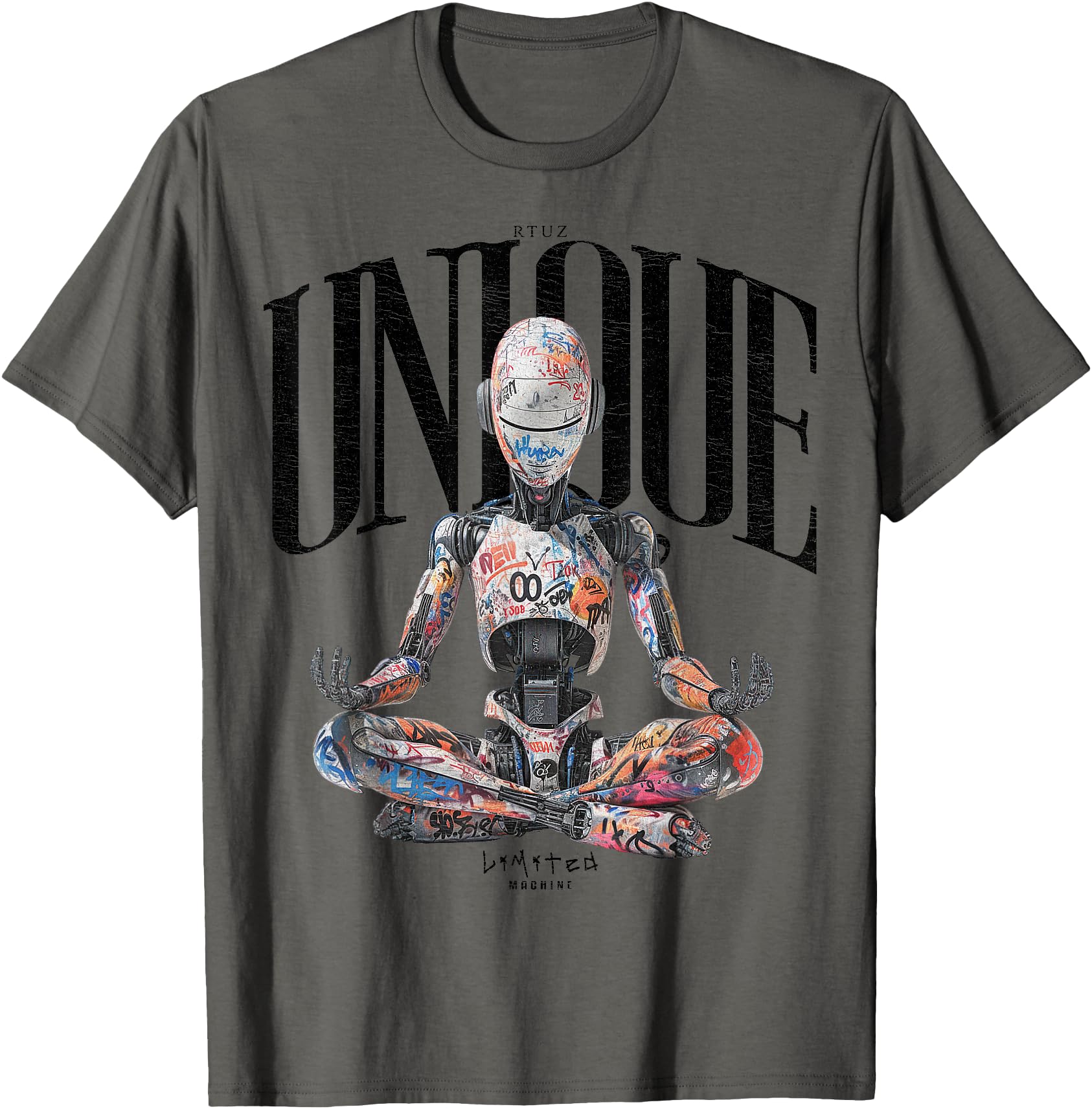 Cyberpunk Japanese cyborg futuristic robot T-Shirt, Small, White