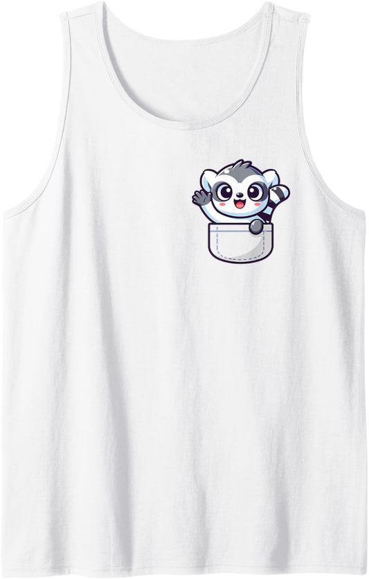 Adorable Cute Chibi Japanese Pocket Kawaii Lemur Tank Top