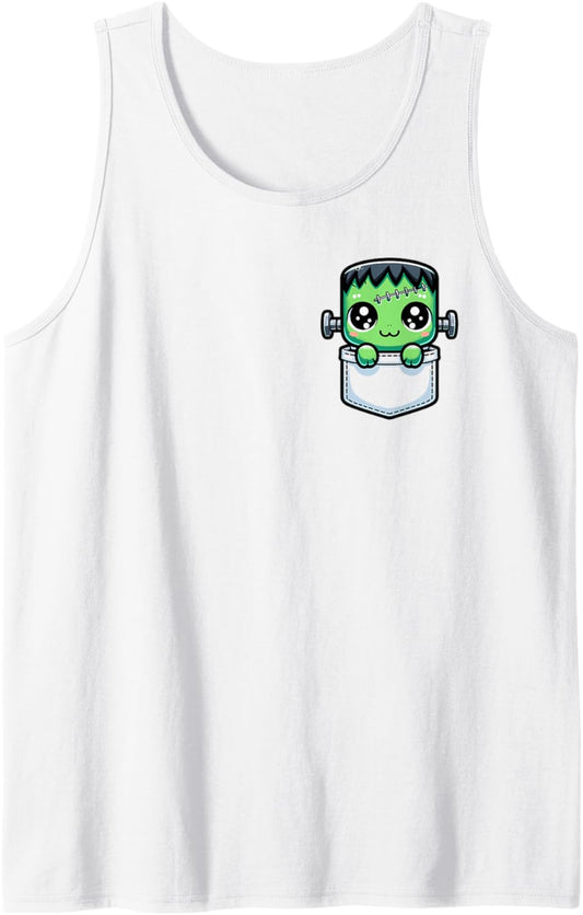 Adorable Chibi Japanese Pocket Kawaii Frankenstien's Monster Tank Top