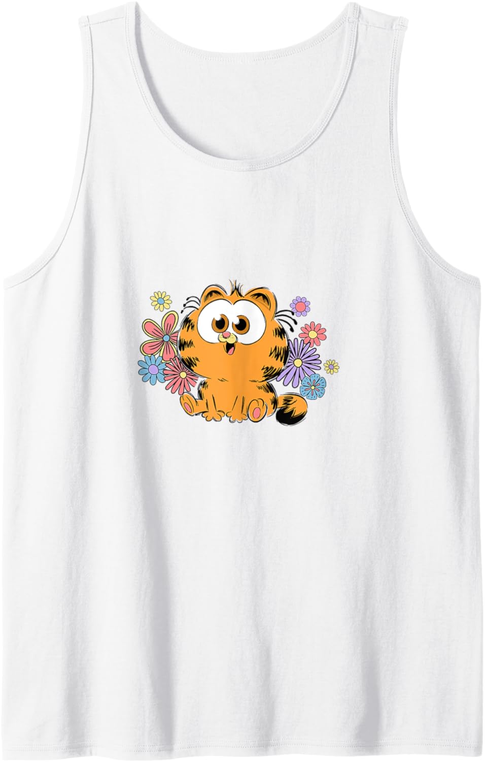Garfield Too Cute To Care Chibi Floral Front & Back Tank Top