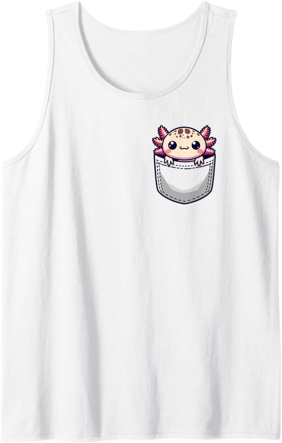 Adorable Cute Chibi Japanese Pocket Kawaii Axolotl Tank Top