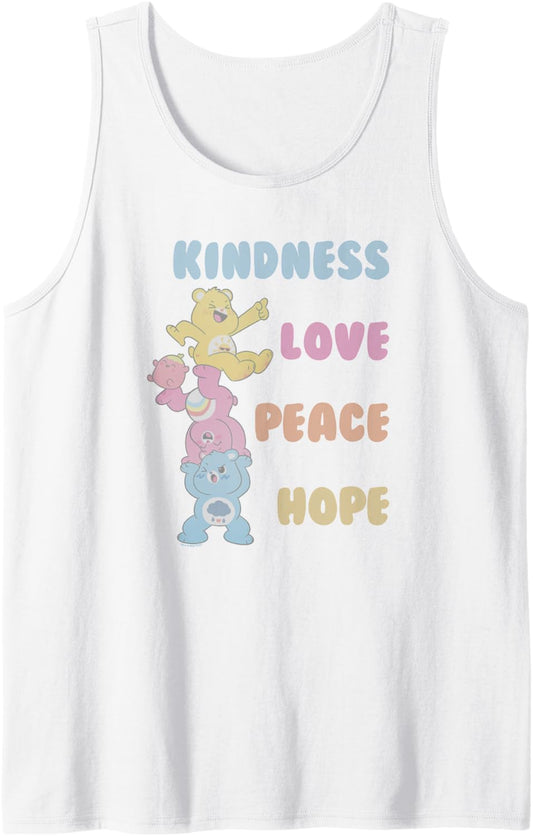 Care Bears Kindness Love Peace Hope Chibi Bear Logo Stack Tank Top