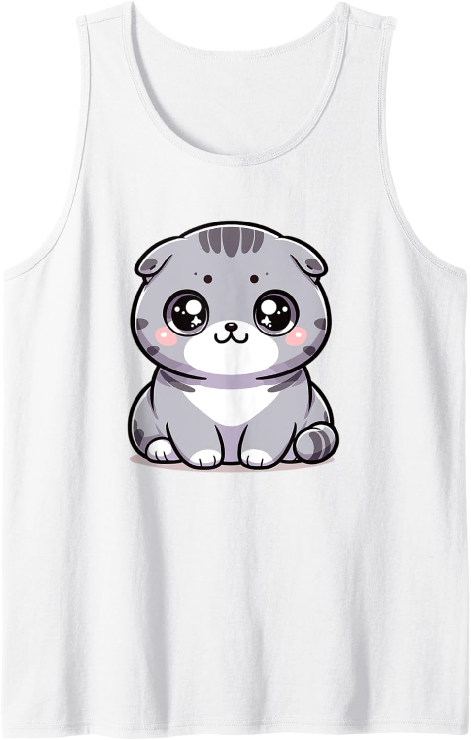 Adorable Cute Japanese Kawaii Chibi Scottish Fold Cat Tank Top