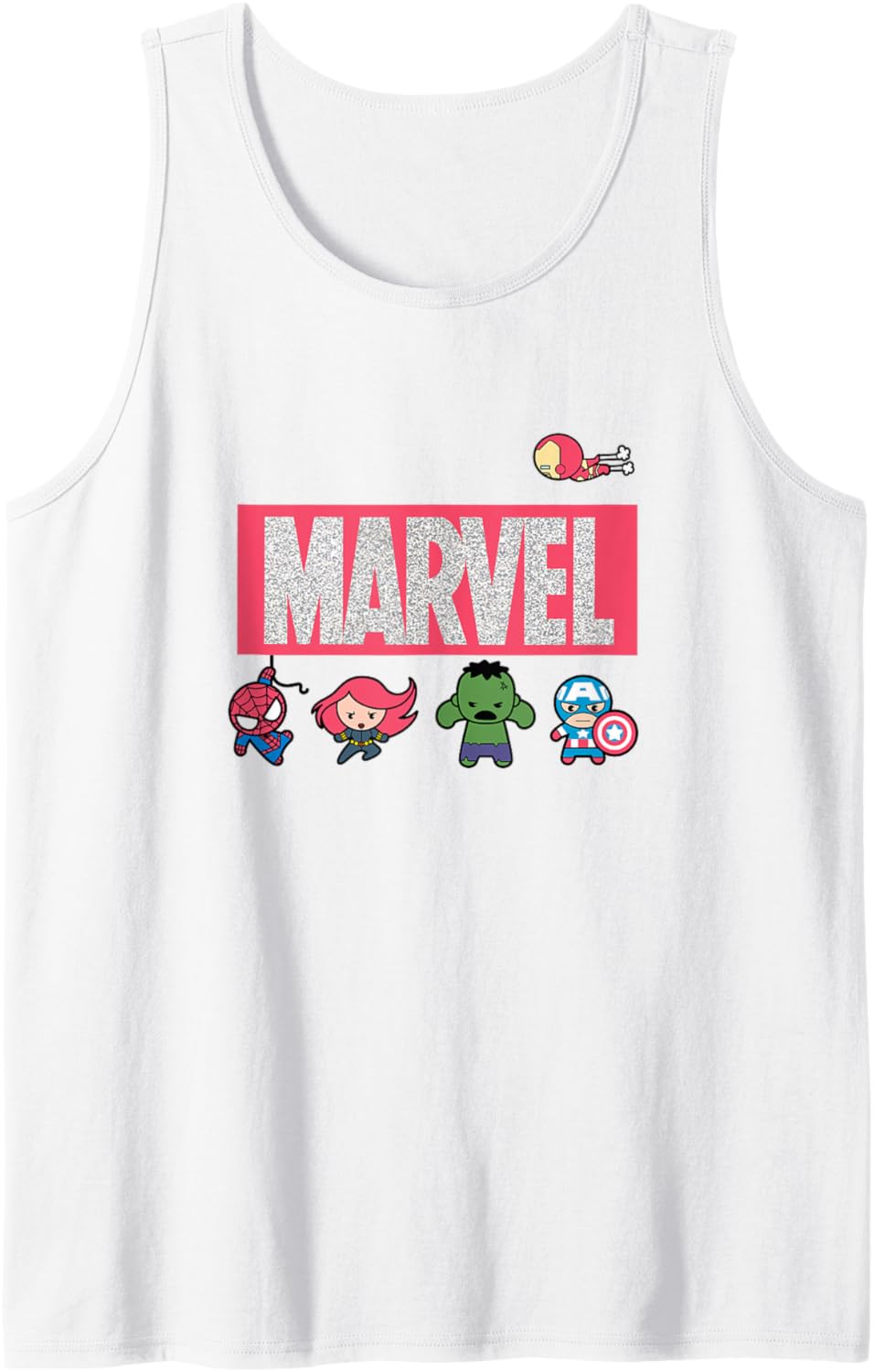 Marvel Kawaii Chibi Avengers Ready For Battle Static Logo Tank Top
