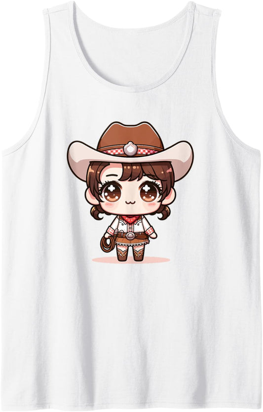 Adorable Cute Japanese Kawaii Chibi Cowgirl Tank Top