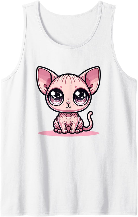 Adorable Cute Japanese Kawaii Chibi Sphynx Cat Tank Top