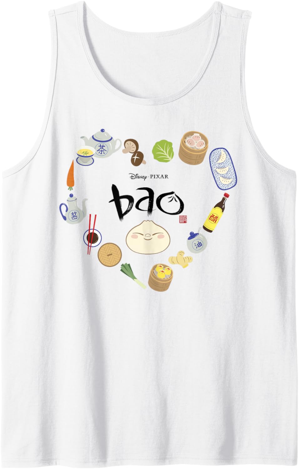 Disney Pixar Bao Ingredients Heart Shaped Dumpling Chibi Tank Top