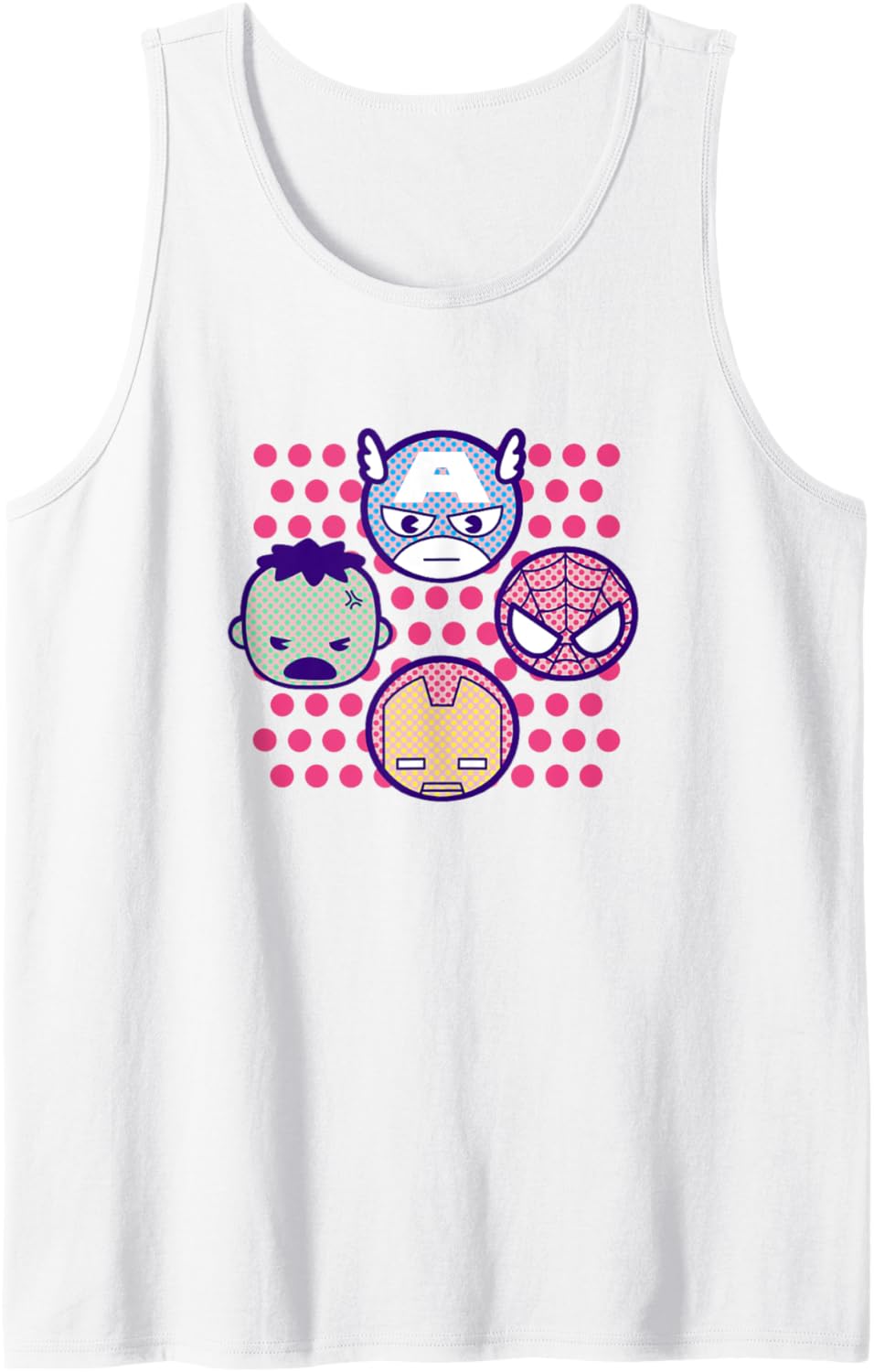 Marvel Kawaii Chibi Avengers Faces Vintage Polka Dots Tank Top