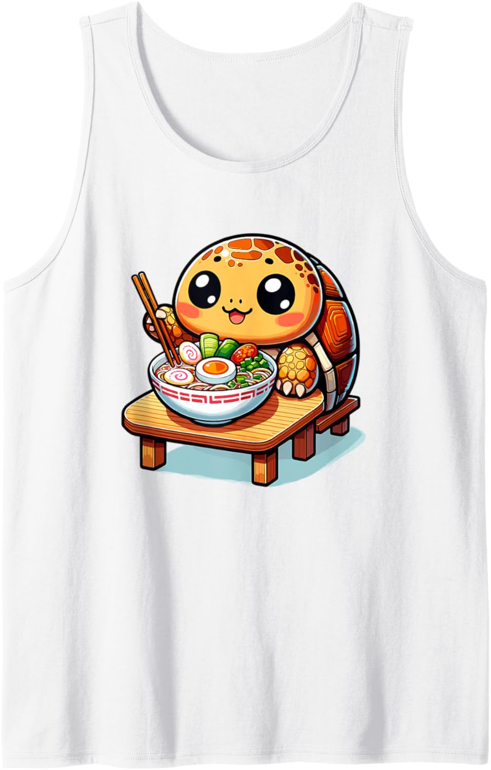 Cute Japanese Kawaii Chibi Tortoise Eating Ramen Tank Top