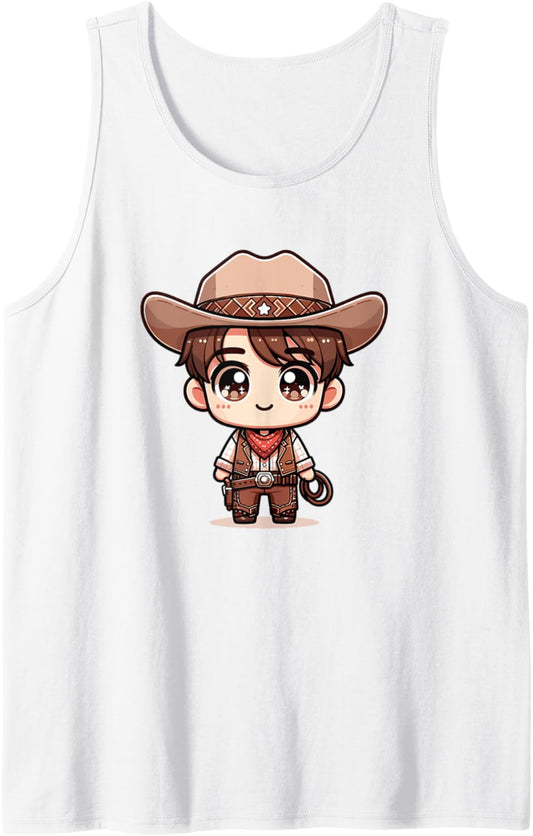 Adorable Cute Japanese Kawaii Chibi Cowboy Tank Top
