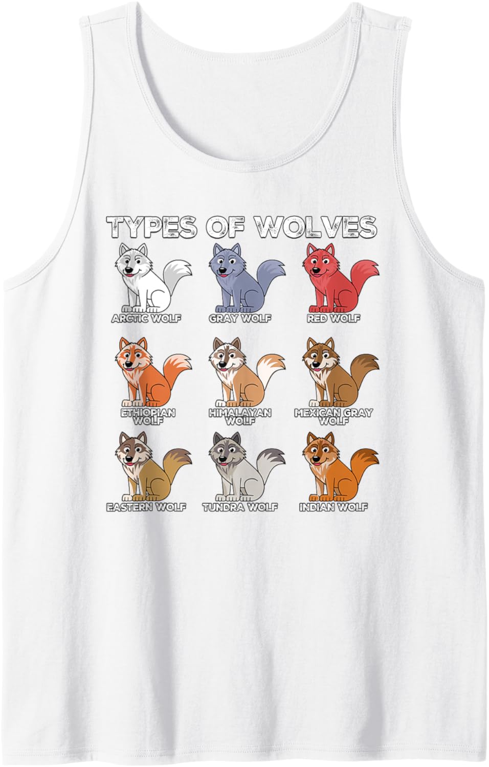 Types of Wolves Funny Cute Wolf Animals Chibi Wolf Tank Top