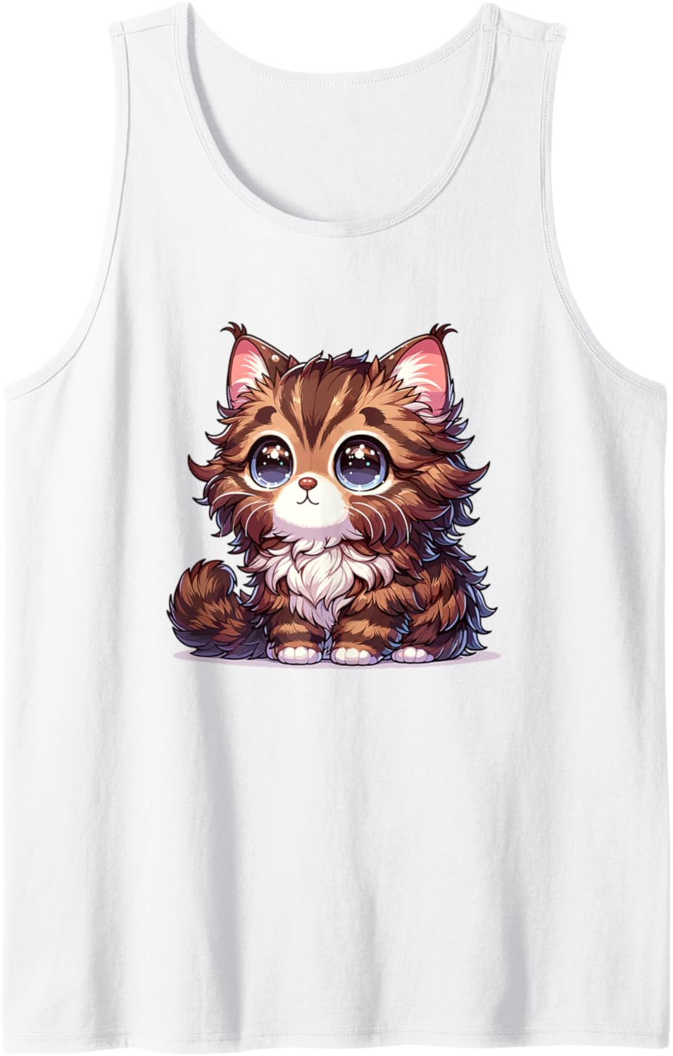 Adorable Cute Japanese Kawaii Chibi Maine Coon Cat Tank Top