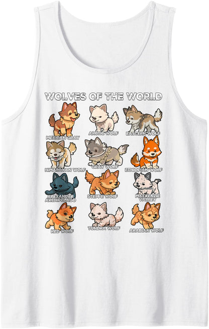Wolves Of The World Wolf Animals Chibi Wolf Tank Top