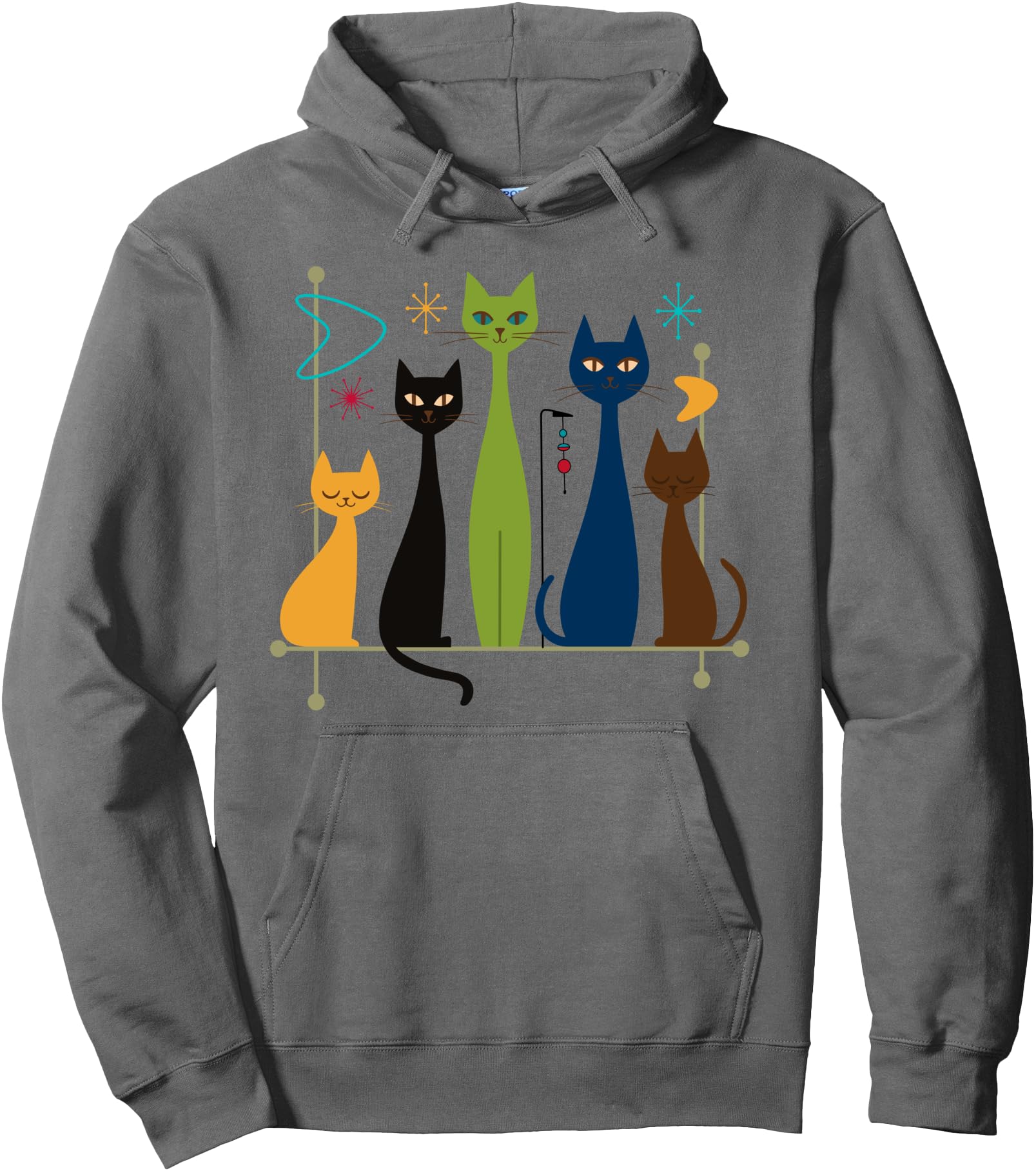 Retro Mid-Century Modern Cats 50s 60s Style Pullover Hoodie