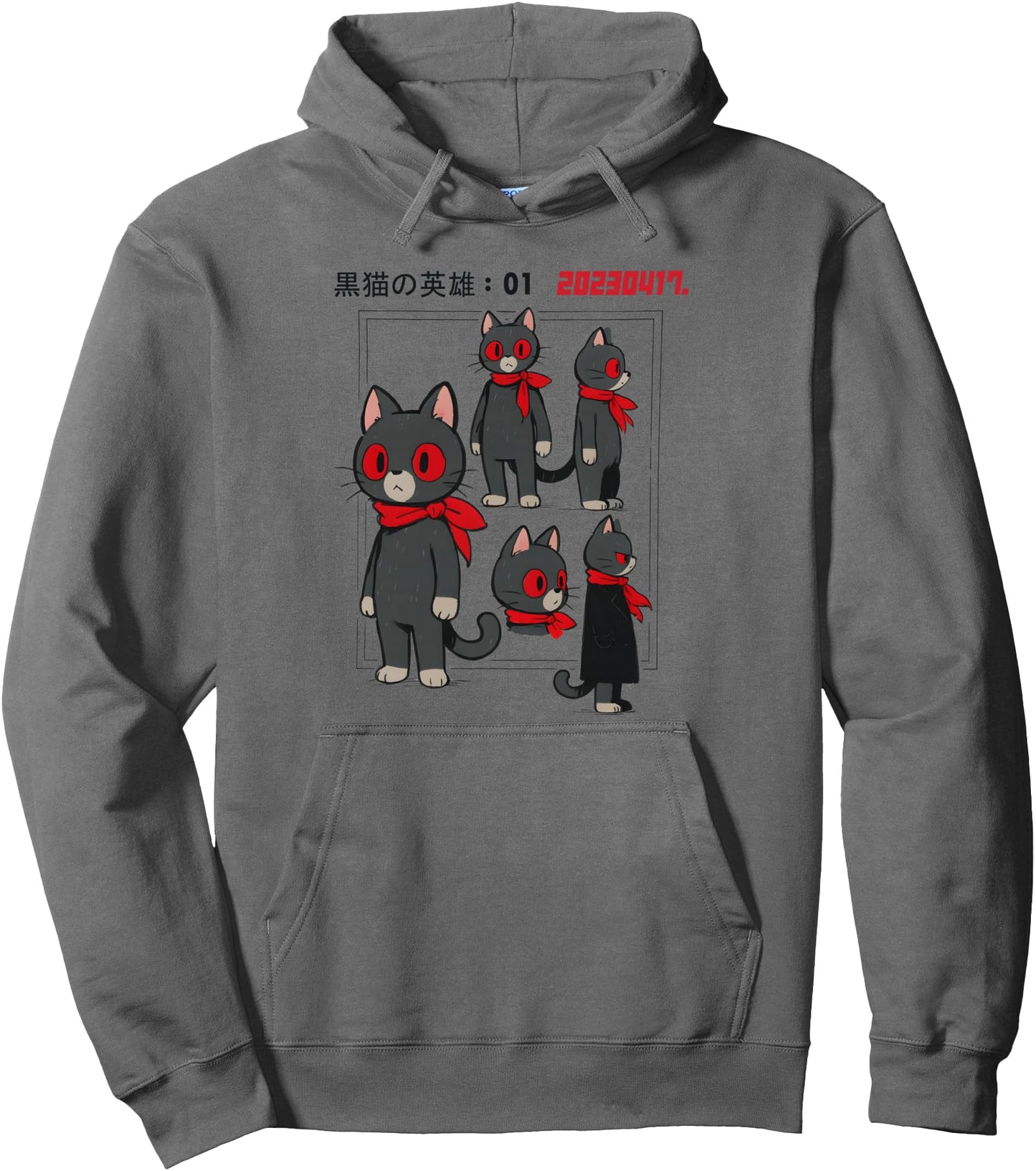 Cute Cat Hero Kawaii Japanese Anime Style Aesthetic Otaku Pullover Hoodie