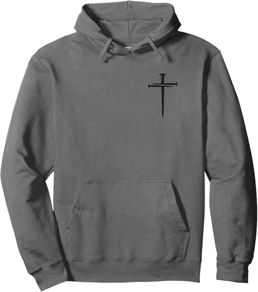 Christian Minimalist Religious Jesus Christ 3 Nails Cross Pullover Hoodie