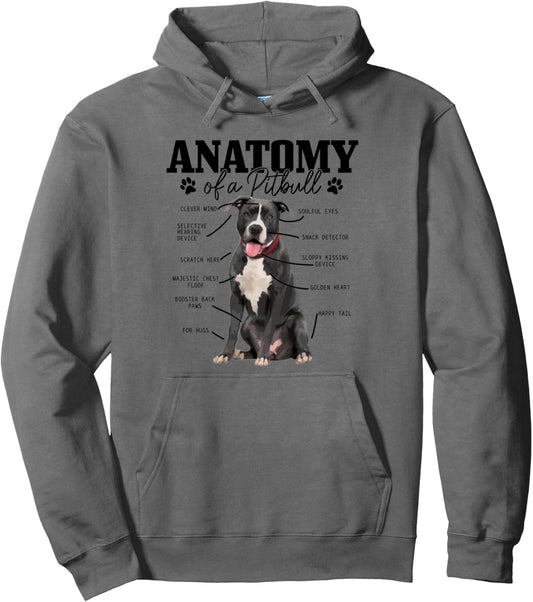 Anatomy Of A Pitbull Dog Funny Cute Pitbull Mom Pitbull Dad Pullover Hoodie