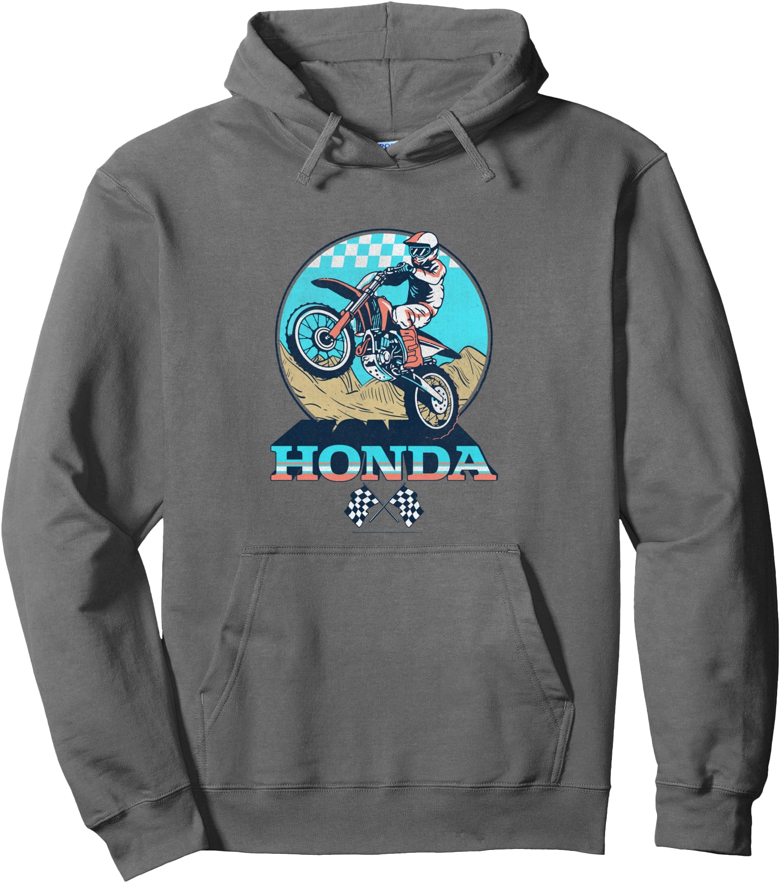 Honda Powersports Vintage Motorcycle Rider Pullover Hoodie