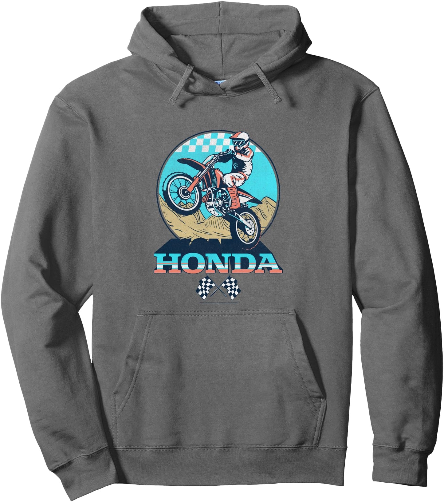 Honda Powersports Vintage Motorcycle Rider Pullover Hoodie