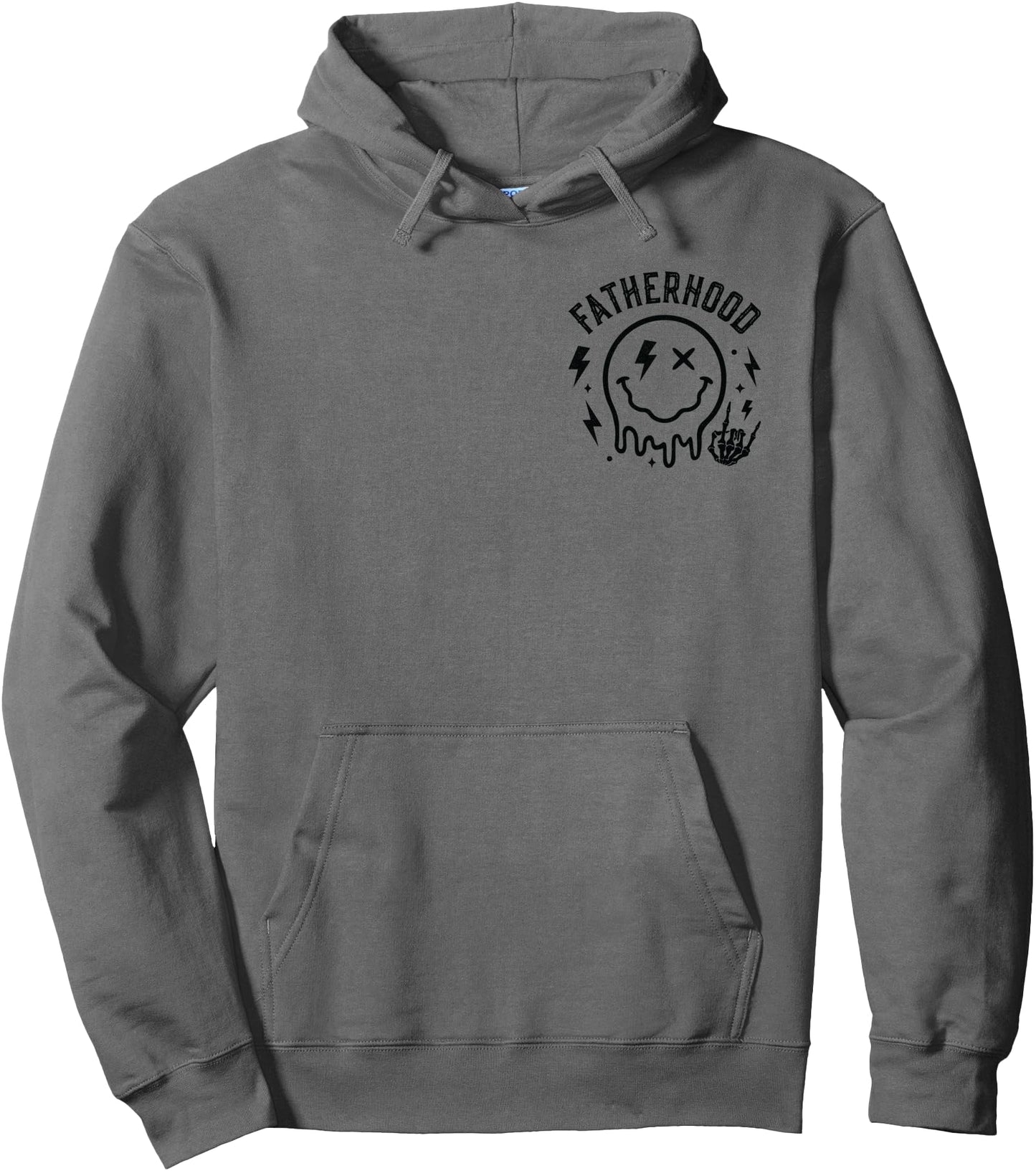 Fatherhood Skeleton Rock Dad Melting Smile Face Halloween Pullover Hoodie