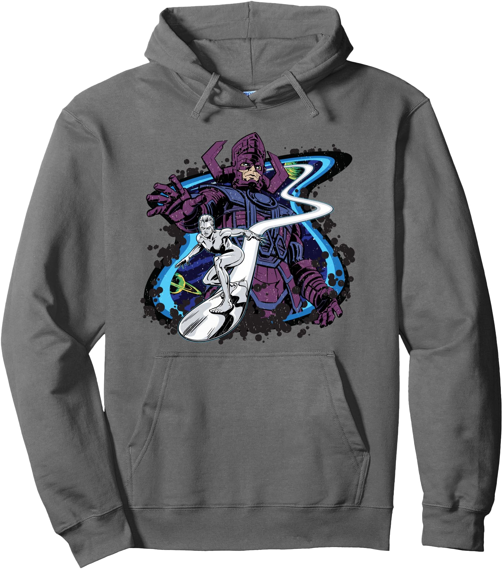 Marvel Silver Surfer and Galactus Retro Vintage Comic Style Pullover Hoodie