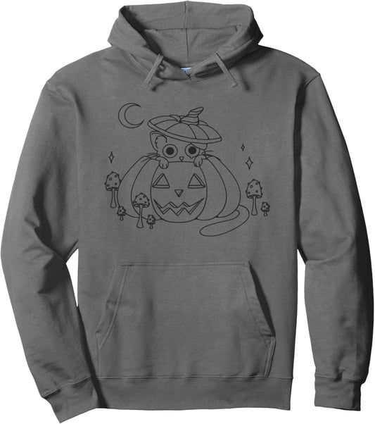 Cat Kitten Tomcat in a Halloween Pumpkin Pullover Hoodie