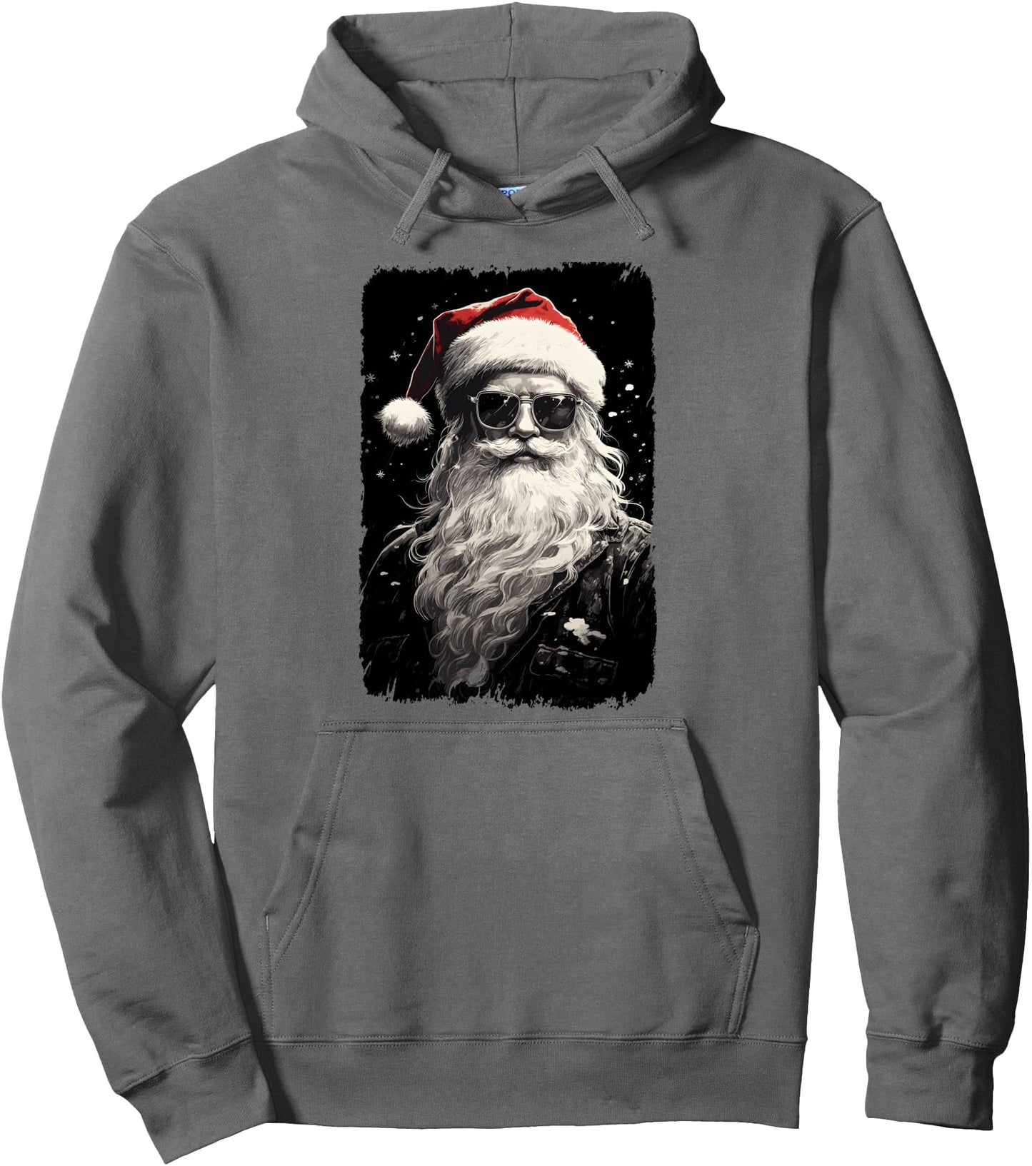 Hipster Santa Sunglasses Cool Santa Claus Vintage Christmas Pullover Hoodie