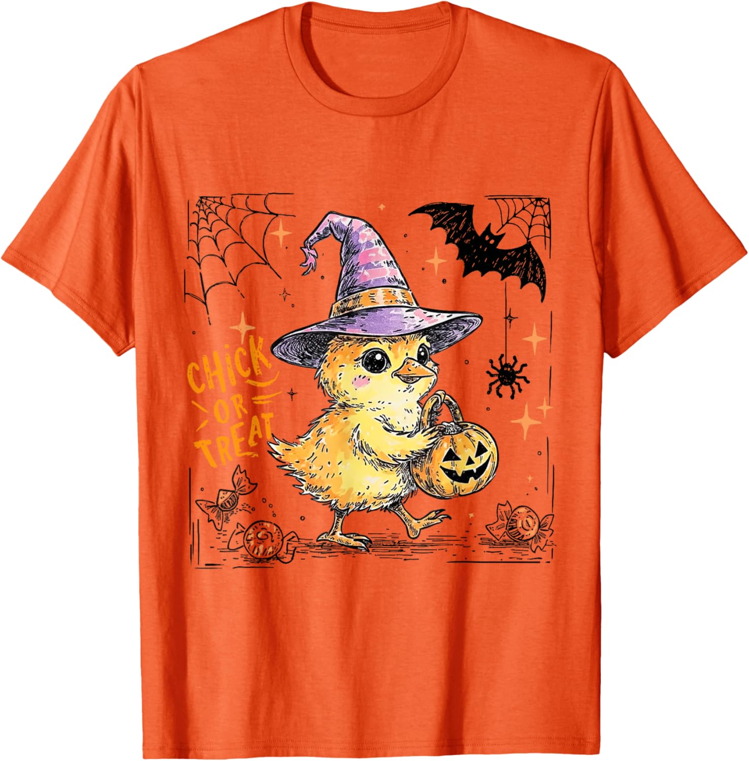 Chick or Treat Halloween Chicken Lady Spooky Season Fall T-Shirt