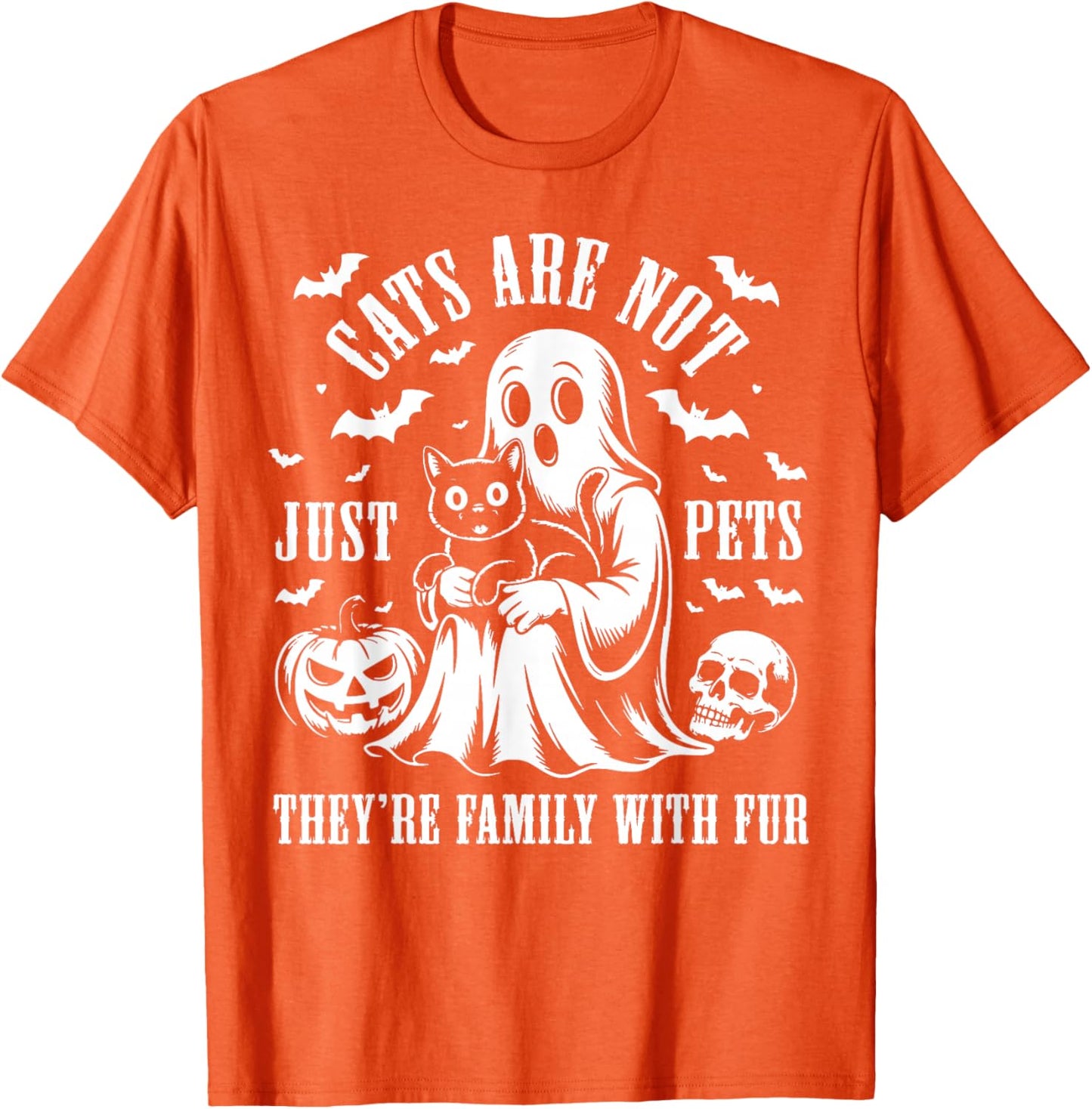 Cats are Not Just Pets They’re Family with Fur Halloween Pet T-Shirt