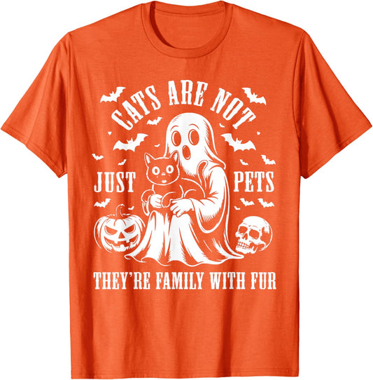Cats are Not Just Pets They’re Family with Fur Halloween Pet T-Shirt