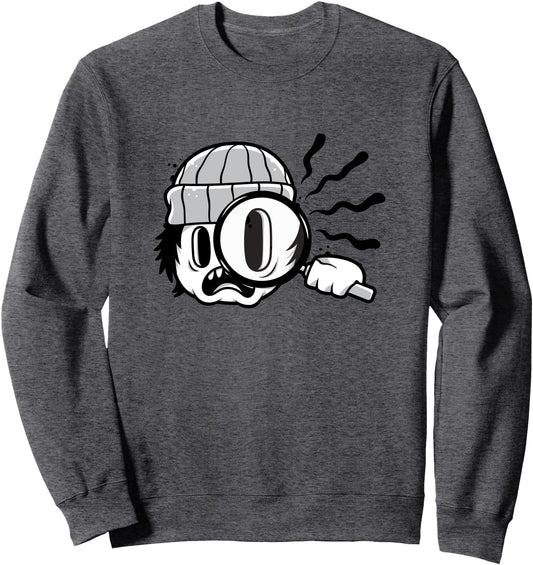 Cartoon Detective with Giant Magnifying Glass Sweatshirt