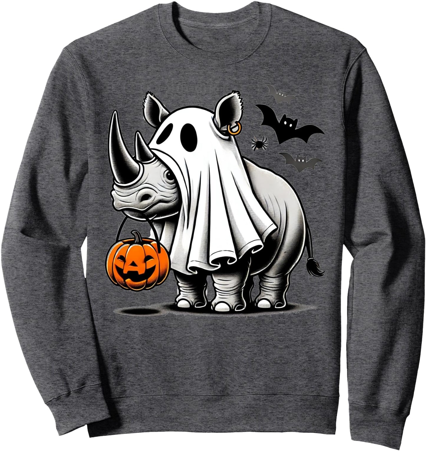 Funny Rhino Ghost Halloween Costume Rhinoceros Jackolantern Sweatshirt