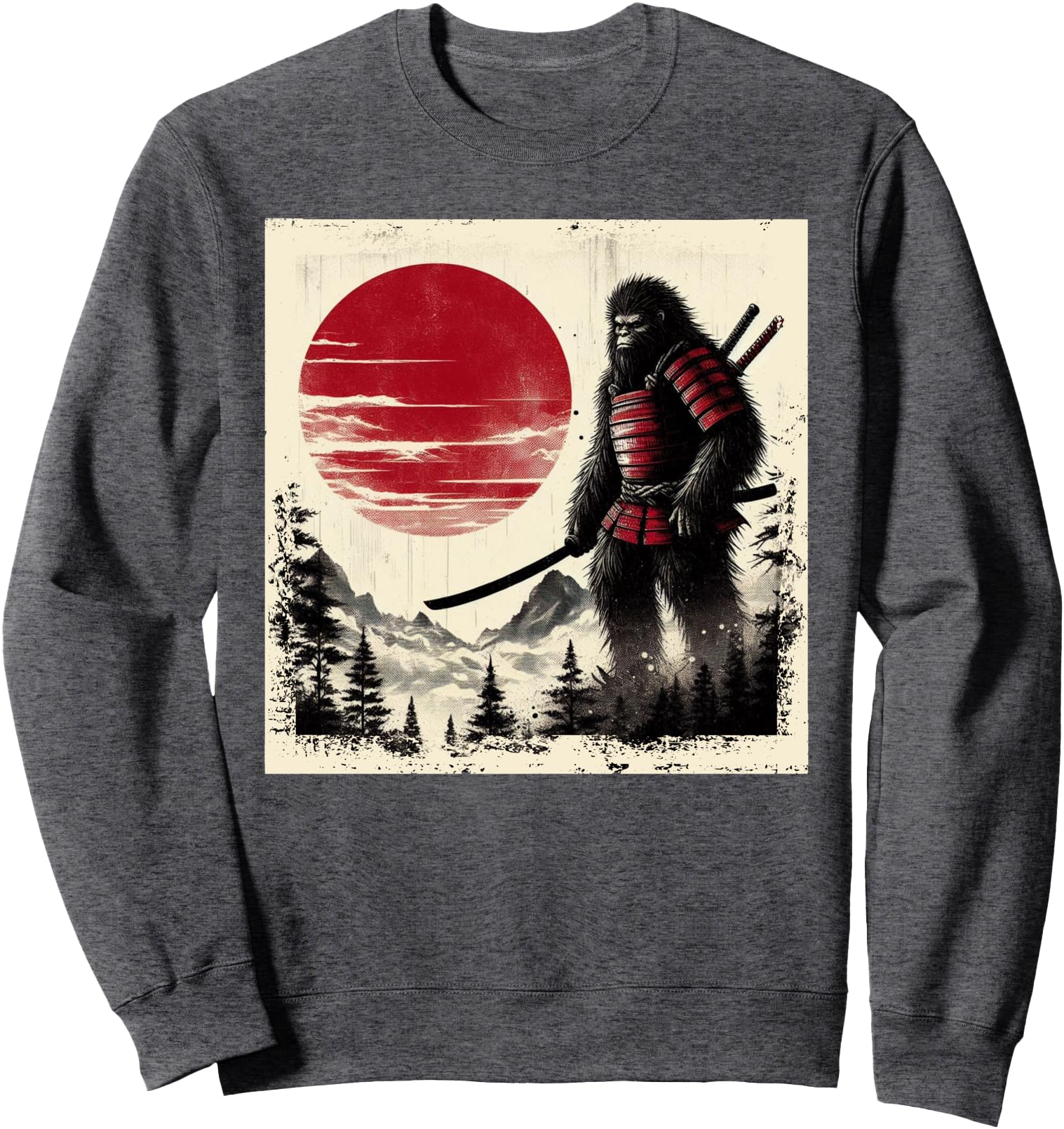 Funny Samurai Bigfoot Sasquatch Japanese Vintage Art Sweatshirt