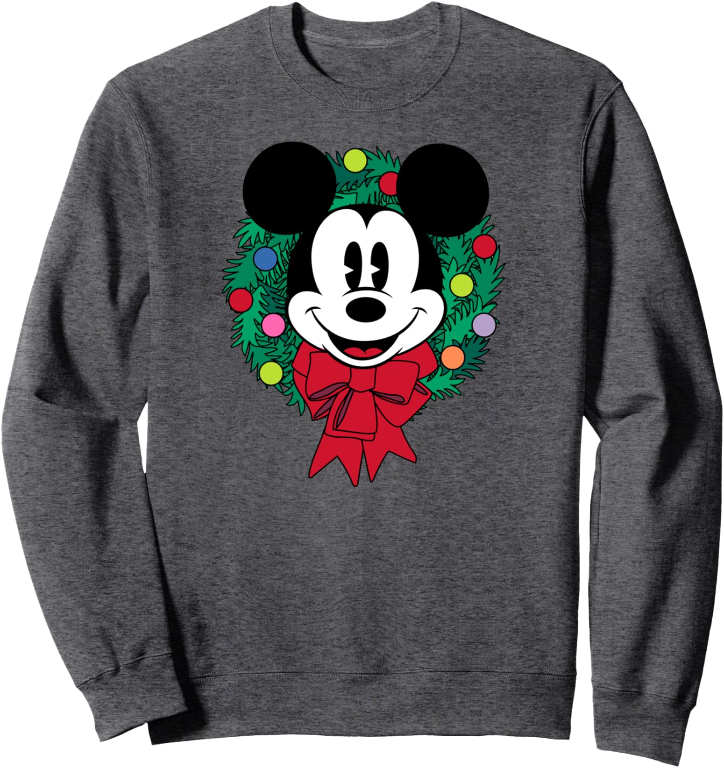 Amazon Essentials Mickey Mouse Festive Holiday Christmas Wreath Sweatshirt