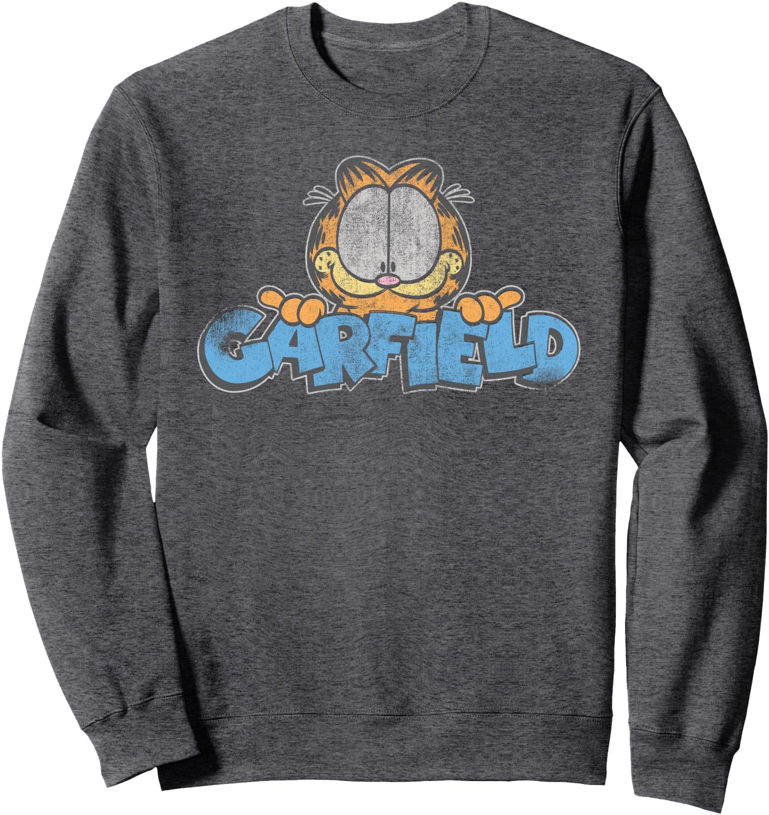 Garfield Distressed Garfield Face with Logo Cartoon Cat Sweatshirt