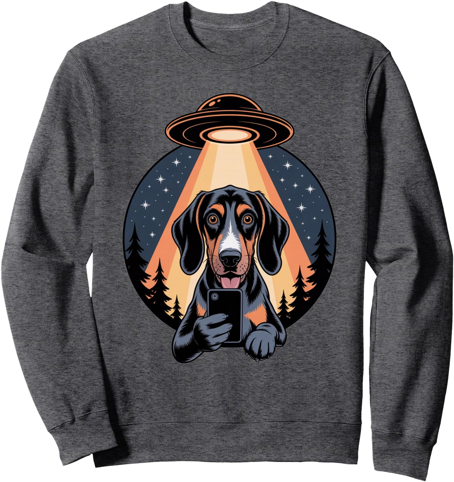 Tennessee Bluetick Coonhound UFO Selfie Funny Dog Abduction Sweatshirt