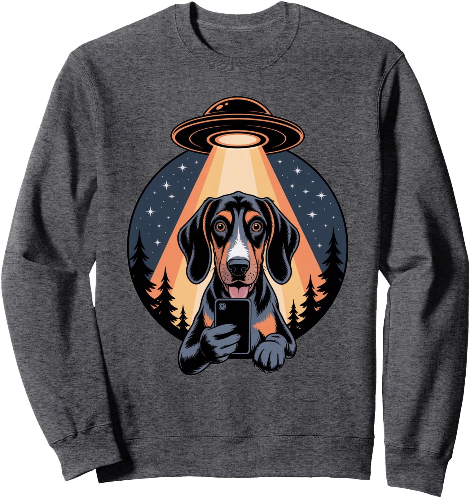 Tennessee Bluetick Coonhound UFO Selfie Funny Dog Abduction Sweatshirt