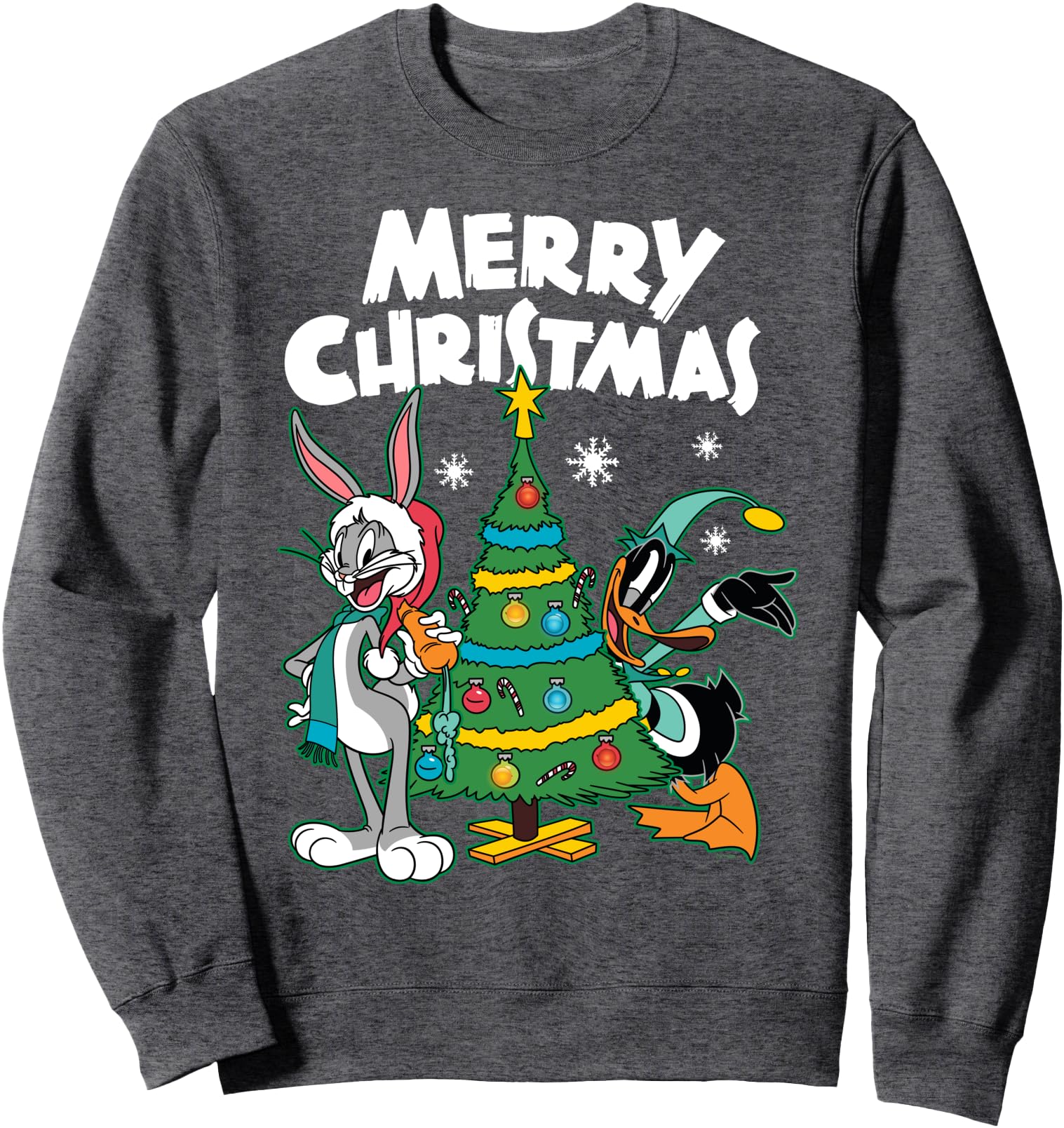 Christmas Looney Tunes Bugs Bunny Daffy Duck Tree Snowflakes Sweatshirt