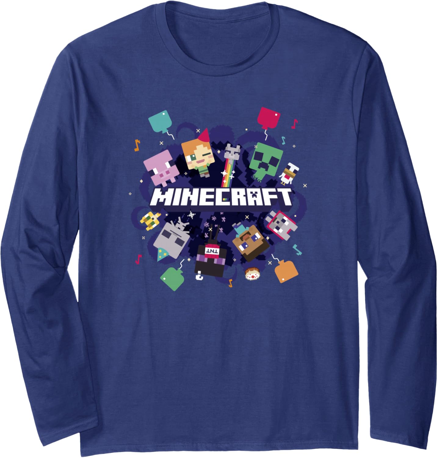Minecraft Chibi Mobs Party Celebration Logo Long Sleeve