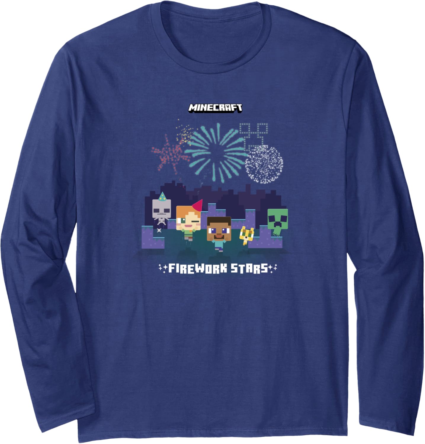 Minecraft Firework Stars Chibi Mobs Party Long Sleeve