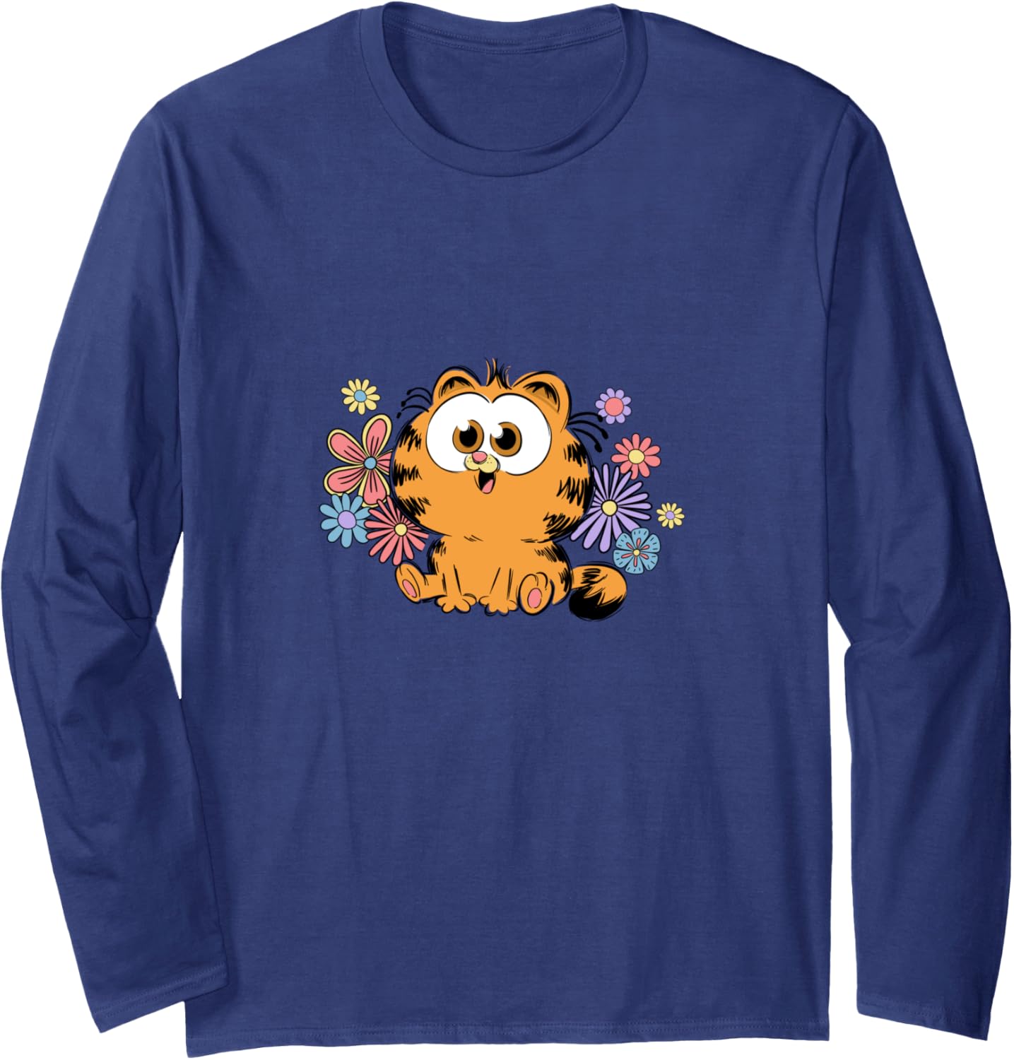 Garfield Too Cute To Care Chibi Floral Front & Back Long Sleeve