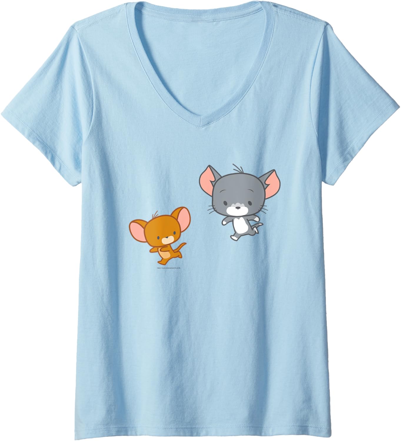 Womens Tom and Jerry Chibi Tom Chasing Jerry V-Neck