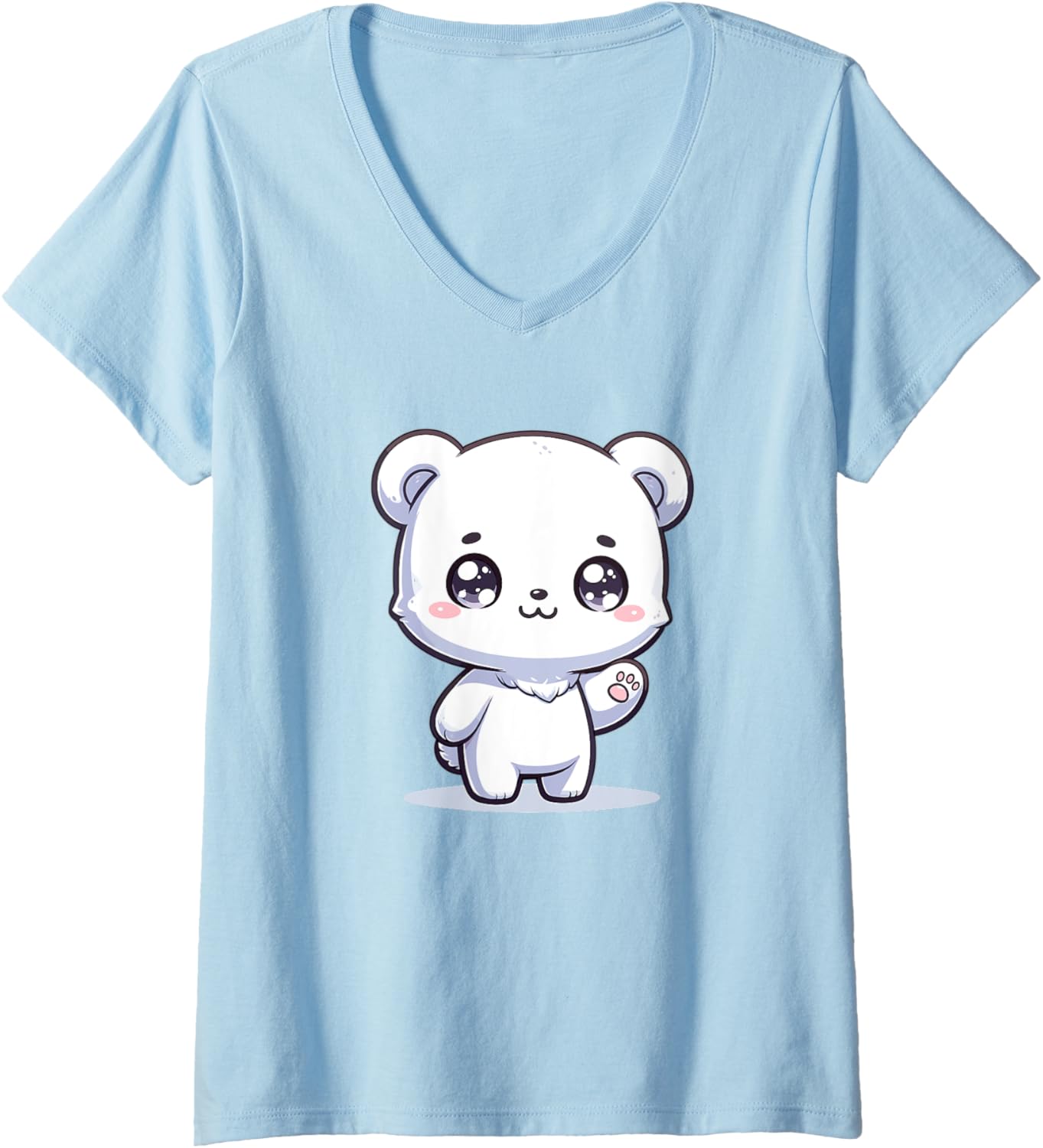 Womens Adorable Cute Japanese Kawaii Chibi Polar Bear V-Neck