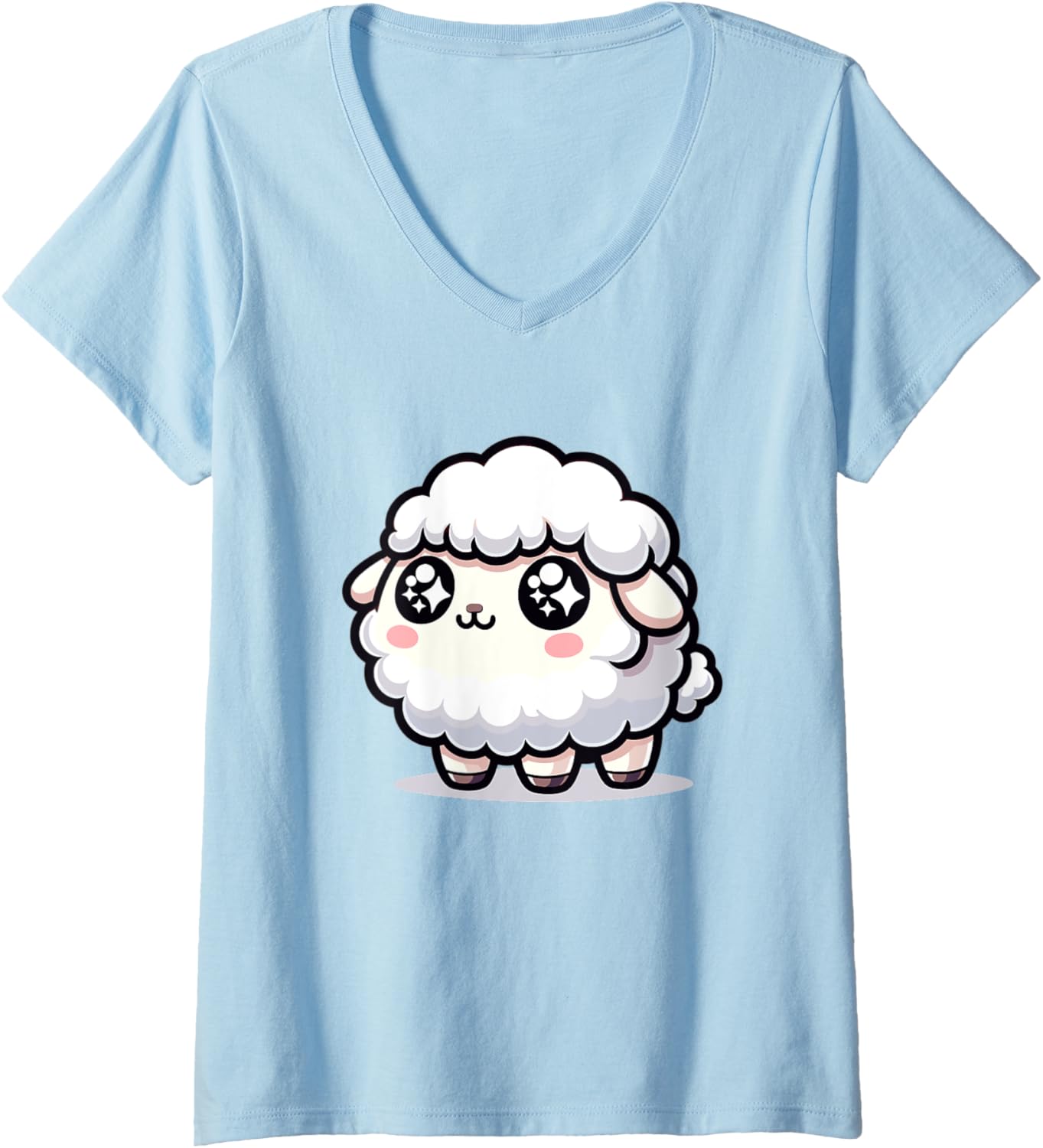 Womens Adorable Cute Japanese Kawaii Chibi Sheep V-Neck