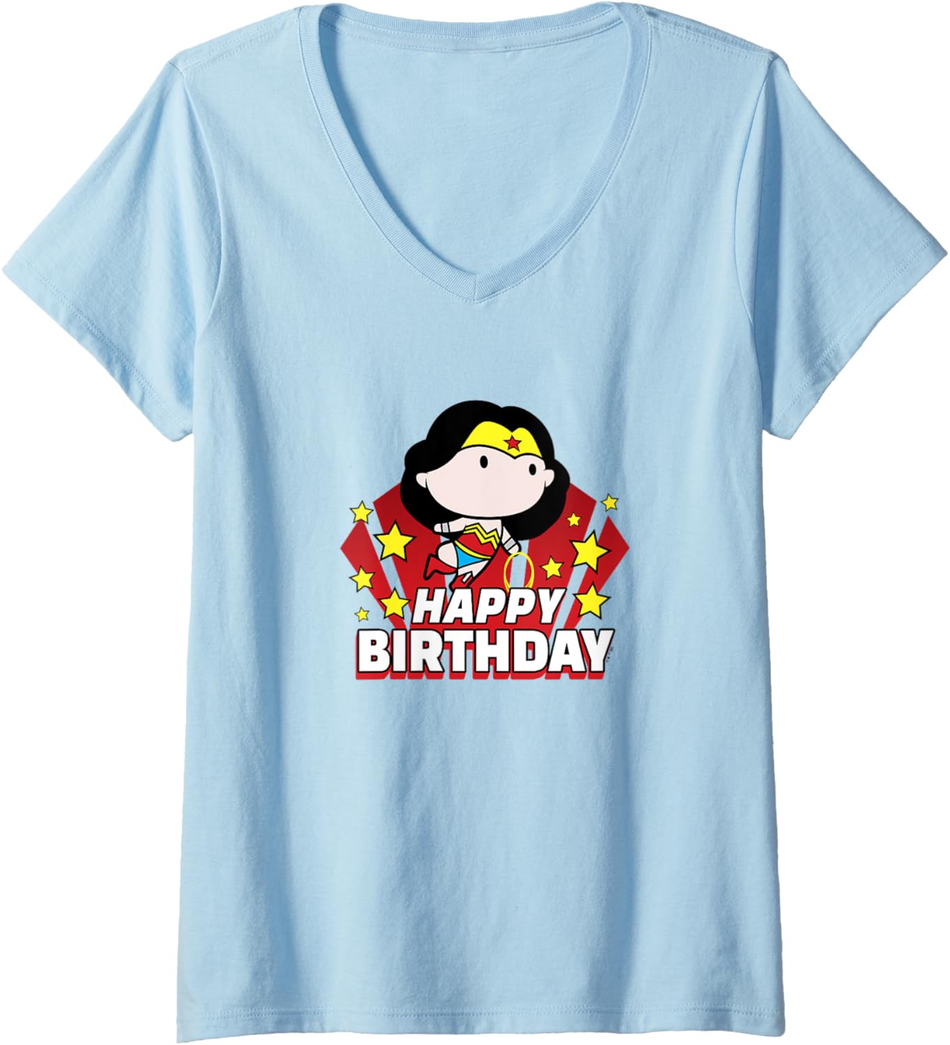 DC Comics Justice League Happy Birthday Chibi Wonder Woman V-Neck
