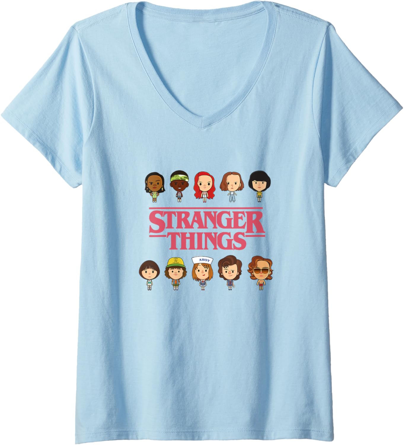 Stranger Things 3 Main Characters Chibi Portraits V-Neck